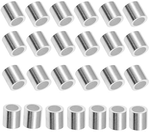 25 manicotti rotondi per funi metalliche, per cavi metallici, per cavi metallici, manicotti rotondi in alluminio (M6,6 mm)
