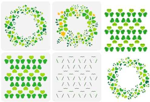 FINGERINSPIRE 4 Stück Kleeblatt Kranz Malschablone 15x15 cm Große Geschichtete Kleeblatt Zeichnungsvorlage Dreiblättrige Kleeblatt Schablone Zum Malen. Patrick'S Day Themenvorlage Zum Selbermachen