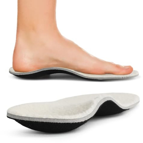 Knixmax Outdoor Einlegesohlen Winter Damen Herren Lammwolle Thermo Orthopädische Einlegesohlen Schuheinlagen Warm Bequeme mit Hoher Fußgewölbestütze für Winterstiefel und Winterschuhe Beige EU38