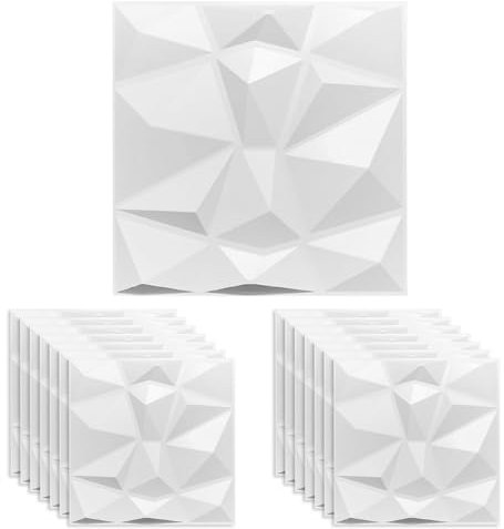 Lot de 15 panneaux muraux 3D, papier peint 3D, panneaux muraux effet brique, panneau mural en PVC, carrelage mural, panneau décoratif pour salon, salle de bain, 300 mm x 300 mm (blanc)