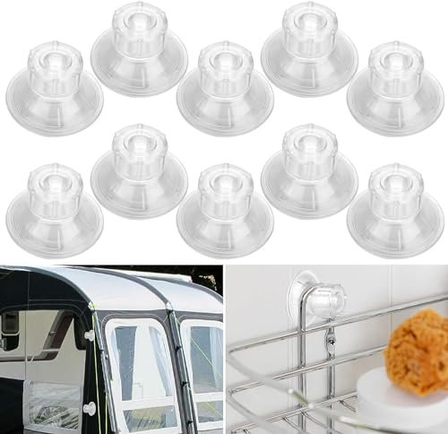 Norhogo Pack of 10 Suction Cups Campervan Awning Suction Cup Fix, Car Suction Cup Camping Tarpaulin Accessories Suction Cup Hanging, Caravan Bowl Augers for Motorhome, Boats, Home, Kitchen Tools