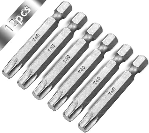 SWTYExt T40 Torx Bit Lang 50 mm Ersatz Bits Chrom-Vanadium-Stahl Set Sortiment für Schrauberbits (12 Stück)
