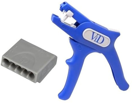 ViD® C1005251 Verbindungsklemmen/Steckklemmen grau 1,0-2,5 mm² 100 Stück… (Steckklemmen (100stk.) + Abisolierzange)