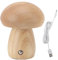 WOHPNLE LED Pilz Nachttischlampe, Kabellose Dimmbar Tischleuchte, Akku-Stilvolle Mushroom Nachtlampe mit Touch-Funktion, Tragbare Mushroom Bedside Table Lamp für Gemütliche Beleuchtung (Holzfarbe)