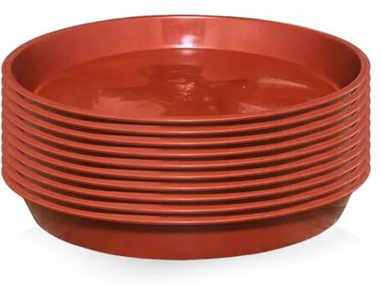 DHSBGWSX 10 vassoi per piante, mini vasi in terracotta, vassoio per piante in vaso, contenitore da giardino, base per vaso di fiori (rosso)