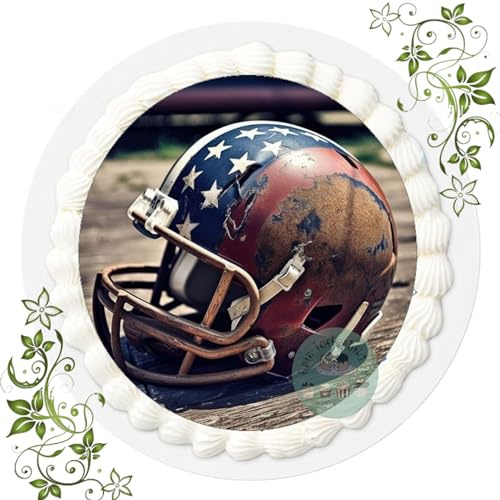 Für den Geburtstag ein Tortenbild, Zuckerbild mit Motiv, Essbares Foto für Torten, Tortenbild, Tortenaufleger Ø 20cm FONDANT American Football Nr. 3
