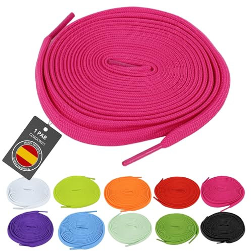 ELTI SHOP Cordones Planos para Zapatillas de Deporte: Variedad de Colores y Estilo Casual para Uso Diario, 150cm De Longitud, 8mm De Ancho (1, Rosa, 150 Cm)