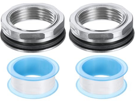 QUARKZMAN 2pz Raccordo a Parete 1 Femmina Acciaio Inossidabile 304 Connettore Serbatoio Acqua Adattatore Serbatoio Acqua Raccordo a Tubo con Nastro Tenuta per Serbatoio Acqua Vasca