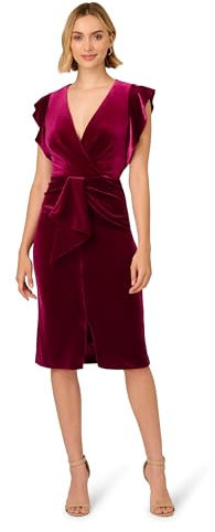 Adrianna Papell Velvet Surplice Midi Dress Vestido, Beyond Fucsia, 10 para Mujer