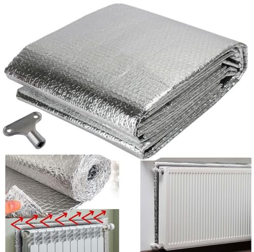 Eyesome Radiator Insulation Foil Heat Reflector Sheet 60cmX5m Energy Saving Foil Panel - Reduce Your Heating Cost Winter Bills with Radiator Zinc Alloy Key