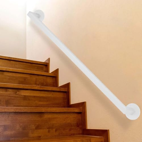 Yopappol Corrimano per Scale in Ferro Industriale, 1 2 3 4 5 6 Metri, ringhiere per Scale, Robusto corrimano di Sicurezza per Scale Interne ed Esterne con Supporto per Montaggio a Parete(30cm)