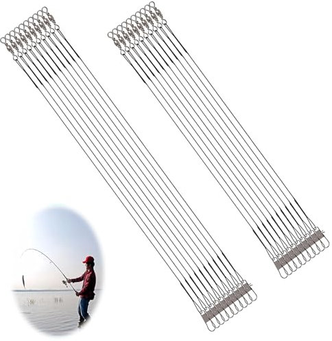 20 Stück Stahlvorfach Hecht, 25 und 30cm Schwarz Fluorocarbon Vorfach Leader mit Wirbel & Karabiner Spinnvorfach Vorfach Zum Spinnangeln Angelvorfächer Für Salzwasser Süßwasser