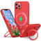 PuyaTeya Liquid Silicone Hülle für iPhone 13 pro mit Magnetisch Ring Ständer, Upgraded Kameraschutz Mil-Grade Drop Shockproof Anti-Scratch Microfiber Lining Silikon hülle(Rot)