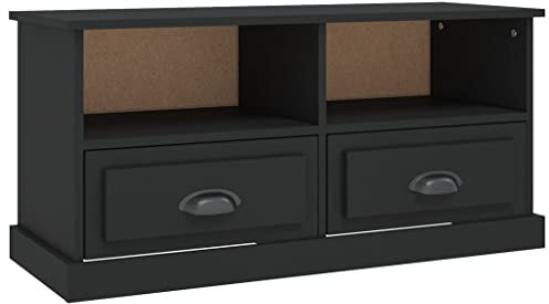HEFZGDB TV-Schrank Schwarz 93x35,5x45 cm Holzwerkstoff Fernseher Unterschrank Wohnzimmertisch Fernsehkommode Sideboard Tv für Büro Schlafzimmer Gästezimmer Wohnbereich