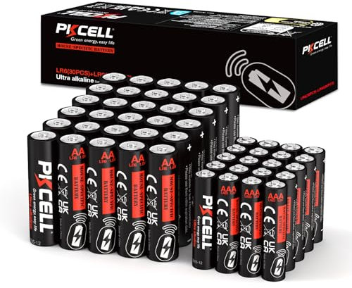 PKCELL Piles AA AAA Combo 1,5 V (durée de Vie de 10 Ans) 30 Piles Double A et 20 Piles Triple A pour claviers Montres Jouets télécommandes, 50 pièces