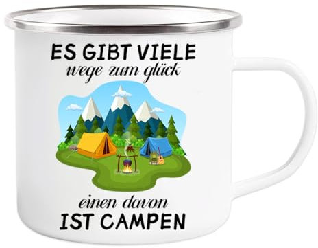 Camping Emaille Tasse, Wohnmobil Camping Geschenke, Camper Zubehör Emaille Becher, Geschenke für Camper (350ml)
