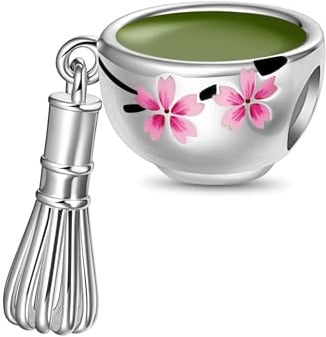 GNOCE Charm Perle Teezeremonie Werkzeuge - Matcha Schneebesen Charm 925 Sterlingsilber Beads Charms für Frauen und Mädchen Schmuckgeschenk