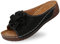 Sandales Femmes Été Confortable Mules en Cuir Mode Bout Ouvert Compensées Plateforme Pantoufles Premium Orthopédiques Chaussons Femme Sandales Dame Sandales Fines
