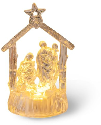 Syfunlv LED Krippe Jesus Ambiente Lampe Christus Religion Decoration,Batteriebetriebene Warm Colors Nachttischlampe,für Zimmer,Heimdekoration,Weihnachten,Geburtstag,Ostergeschenke (Stil 2)