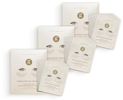 Glow25® Kollagen Augenpads [3x6 Sachets] mit 18 Highlight-Wirkstoffen – Eye Pads mit Hyaluronsäure – Aktiviert Kollagenbildung – frei von Silikonen, Parabenen