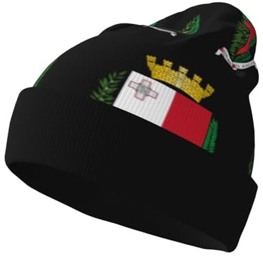 Berretto Cuffless Malta Emblema Nazionale in Maglia Unisex Uomo Donna per Sci Cappello Sci Patriottico Malta Emblema Nazionale Beanie Termico Invernale Unisex-Adult Colori Multipli