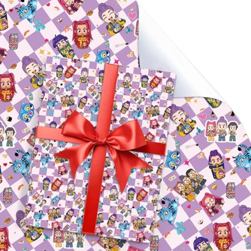 UBBY 5 Stück Demon Geschenkpapier 51 × 75 cm, Kraftpapier für Party | UBBY 5 Blatt Demon Geschenkpapier 51 × 75 cm, Kraftpapier für Kindergeburtstag, Party und festliche Dekoration (Rosa)