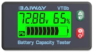 Monitor Batteria 8-120V, Voltmetro Digitale e Indicatore di Capacità Percentuale ±1%, Display LCD Retroilluminato con Allarme 110dB, Tester per Litio, LiFePO4, Piombo per Camper, Auto, Moto e Barca