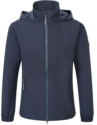 Covalliero - Damen Regenjacke FS26 – Outdoor Jacke mit Kapuze – Allwetterjacke – verklebte Nähte & Lotuseffekt – wasserdichte & atmungsaktive Übergangsjacke in Dunkelblau – Gr. M