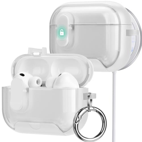 HITZEE Hülle für AirPods Pro 3 2025 mit Phone Ständer, Weich TPU Schutzhülle für AirPods Pro 3rd Generation mit Magnetisch Auto-Locking, Kompatibel mit MagSaf, Weiß