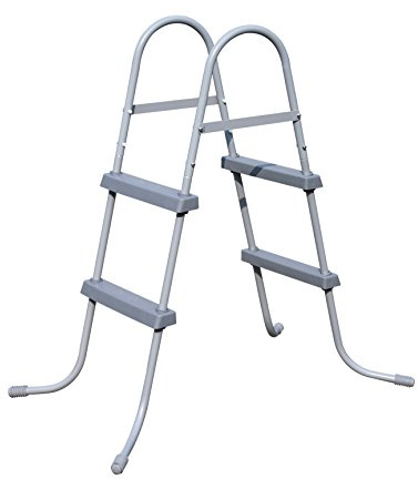 DELUKE Pool-Leiter EGGO für 84cm Poolhöhe - Kunststoff Grau 116x66x112cm | Pooleinstieg Leiter