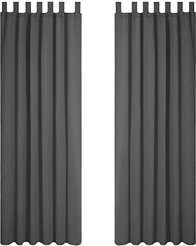 Deconovo Blickdicht Gardinen Verdunkelung Vorhang Thermovorhänge Schallschutz Wohnzimmer Schlafzimmer, 220x140 cm(HöhexBreite), Dunkelgrau, 2er Set