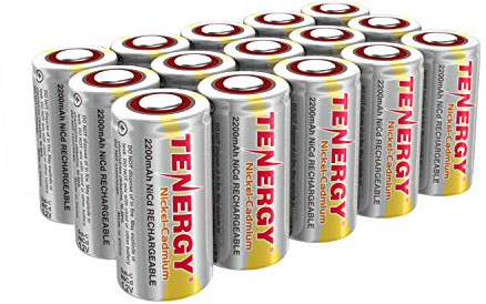 Tenergy SubC 2200mAh NiCd Flat Top Rechargeable Battery (No Tabs) - 15 Pack