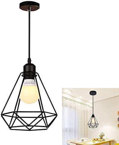 ChaoZan Lampara del Techo Vintage Hierro, Retro Colgante de Techo Industrial Luz, Lámpara de techo Metal Moderna Araña, E27 Iluminación Dormitorio Cocina Sala de estar Comedor Restaurante, Negro