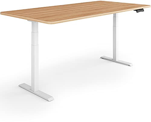 ESMART Germany EZX-132WM 160 x 80 cm Ahorn Dekor Ergonomischer Steh-Sitz-Schreibtisch Stufenlos elektrisch höhenverstellbar 60,5-125,5 cm 3 x Memory Aktivitätserinnerung Schnelle Montage