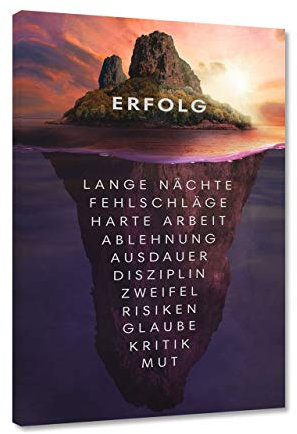 Hustling Sharks® Motivationsbilder als XXL Wandbild Insel des Erfolgs - Hochformat (Leinwandbild, 30 x 40 cm), Bilder Büro, Erfolg Bild, Bilder mit Sprüchen, Wanddeko Büro