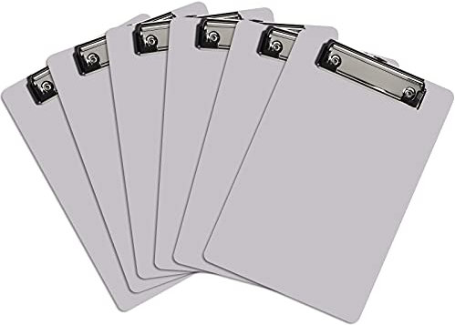 Hnogri Kunststoff A5 Klemmbrett 6er Set, Grau Kleines Klemmbrett Standard A5 Größe Memo Klemmbretter für Studenten, Frauen, Büro, Schule, Low Profile Clip, Mini Klemmbrett Größe 6 x 9, Grau
