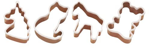 Lurch 10545 Ausstechformen Tiere 4er Set Einhorn, Katze, Pferd, Bär aus Edelstahl mit Silikonmantel