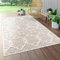 Paco Home Outdoor Teppich Wetterfest Wohnzimmer Balkon Küche Orientalisch Ornament Skandinavisch Geometrisches Muster 3D Effekt Modern, Grösse:200 cm Rund, Farbe:Creme 2