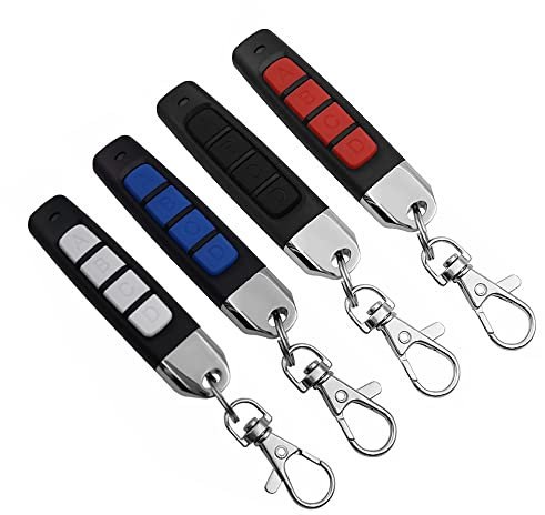Gobesty Duplicador de Control Remoto 4 en 1, 4 PCS Llave Teledirigida de la Puerta del Garaje del Coche 433MHZ, Mando a Distancia de 4 Teclas con Llavero, para Puerta de Garaje de Puerta Eléctrica