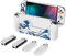 PlayVital AlterGrips Protectora para Nintendo Switch OLED Carcasa Funda Rígida Ergonómica para Switch OLED Joycon con Tapas para el Pulgar & Pegatina de Botón(La Gran Ola)