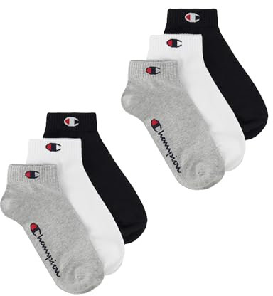 Champion Unisex Basics 6pk Quarter Socken, Hellgrau Meliert, 43-46 EU
