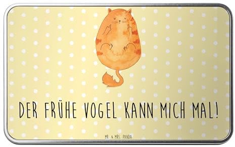 Mr. & Mrs. Panda Metalldose rechteckig Katze Frühaufsteher - Geschenk, Tiger, Kater, Blechdose, Container, Morgenmuffel, Döschen, Katzenartikel, Der