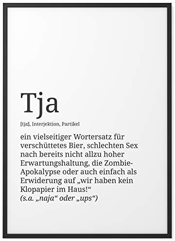 Papierschmiede® Definition: Tja, 40x50 cm, XXL Poster für Wohnzimmer, Schlafzimmer, Küche, Esszimmer, Wandbild Geschenk Wanddeko - ohne Rahmen