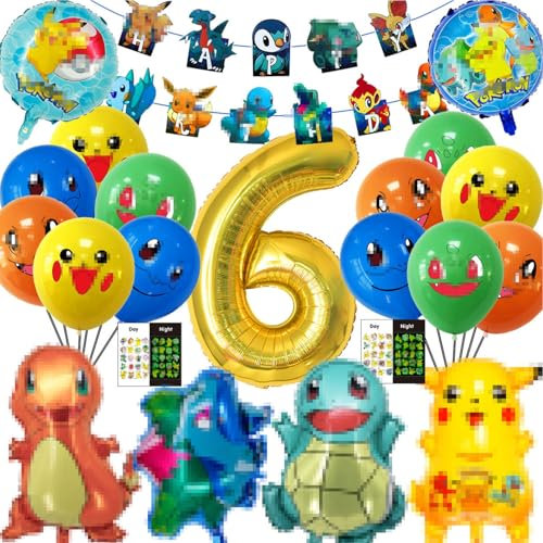 VACBOTT 6 Jahre alt Kinder Geburtstag Luftballons Dekoration, Birthday Decoration for Boys Girls, Kindergeburtstag Deko, Birthday Party Supplies