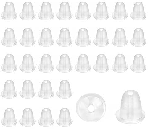 Gunwon 100 Pieces Clear Earring Backs, Silicone Earring Backs, Clear Soft Rubber Butterfly Earring Backs Stoppers Earnuts Clear Earring Studs 4x4mm for Women's DIY Jewelry Earrings Studs Supplies