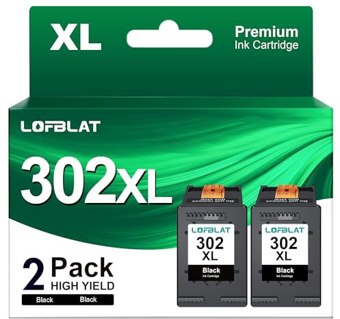 LOFBLAT 302XL Druckerpatronen Schwarz Ersatz für HP 302 Druckerpatronen für HP Envy 4525 4520 4527 4522 HP DeskJet 3630 3633 3636 3638 HP OfficeJet 3831 3830 5220 Druckerpatronen (Schwarz, 2er-Pack)