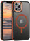 YINLAI for iPhone 12 Case iPhone 12 Pro Case Compatible with Magsafe Magnetic Translucent Phone Case Slim Protection Case for iPhone 12/iPhone 12 Pro 6.1, Black/Orange