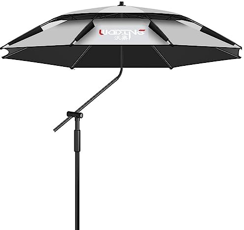 SKINCATE 260/240/220cm Großer Strandschirm, Sonnenschirm Angel Windfest UV-Schutz 50+, Angelschirm Neigbarer Mit Erdspieß, Sonnenschirm Für Reise/Camping/Wandern (Color : Silver, Size : 200cm/6.5ft