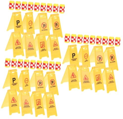 Gogogmee 48piezas Señales De Tráfico Miniatura y Barriles De Obstrucción para Niño Niña Educativo De Aprendizaje Temprano para Crear Escenarios De Tráfico y Fomentar La Imaginación