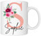 Excudo Trade LTD Personalised Floral Mug Stylish Initial Name Customised Gift Valentines Day Birthday Christmas for Mom Dad Friends Girlfriend Boyfriend, 11oz Ceramic Coffee Tea Cup Rose Gold